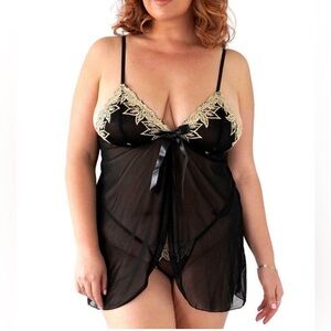 Fleur Cachee “Natalia” plus size, sheer w/lace edging @breasts. Very elegant!